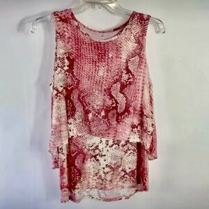 Juicy Couture Women’s Multilayer Sleeveless Top w/ Snakeskin Print in Pink Sz S
